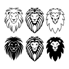  lion head designs black and white line art	
