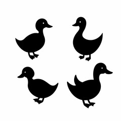 Cute cartoon bird set with flying and funny animal illustrations