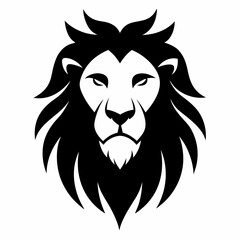 Stylized black and white lion head illustration	
