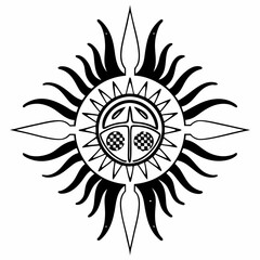 Abstract black and white sunburst design