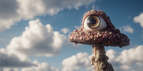 Fototapeta premium Surreal Bird in Mushroom Artistic Nature Photography