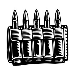 A vintage style illustration showing a bullet pouch