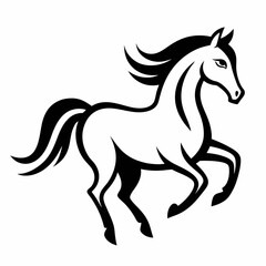 Running horse silhouette vector illustration with black mane and tail perfect for farm animal design