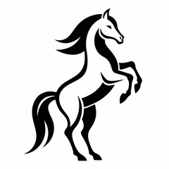 Running horse silhouette vector illustration with black mane and tail perfect for farm animal design