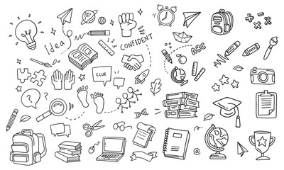 Back to school and education doodle elements