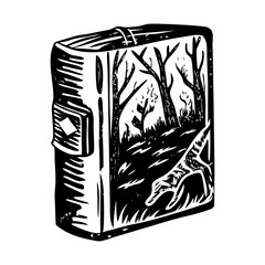 A vintage style illustration depicting hunting journal