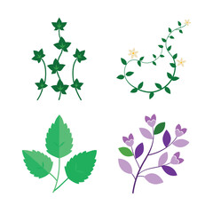 Delicate Watercolor Leafy Vine Pattern with Dog Illustration Element