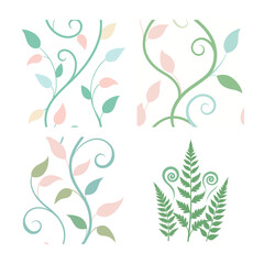 Delicate Watercolor Leafy Vines Pattern Design with Botanical Elements and Subtle Textures