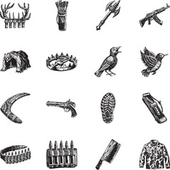 Obraz premium Collection of Hunting Vintage Style Illustrations