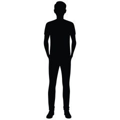 Obraz premium Full Body Silhouette of Man Standing with Hands in Pockets