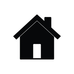 Fototapeta premium Simple Black House Silhouette with Door and Chimney Illustration