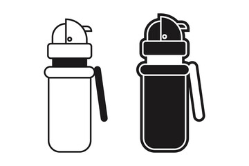 Kids Water Bottle art silhouette vector with line art on white background