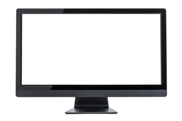 Blank black computer monitor on white background