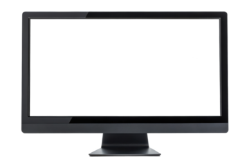Blank black computer monitor on white background