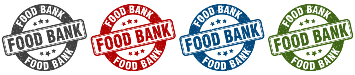 food bank stamp. food bank round stamp set isolated on white background