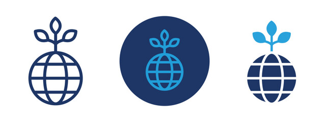 Set of pixel perfect colored Ecology icon with 1 unexpanded, 1 silhouette,  Icon depicting the science of ecology and environmental awareness.