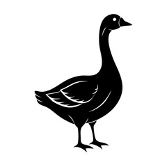 Goose Silhouette Vector – Farm Bird Clipart Illustration | Standing Goose Outline for Rustic Logo, Country Design, Wildlife Art, Nature Decor, Print