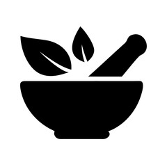 Herbal Mortar and Pestle Silhouette – Natural Medicine Icon | Organic Healing, Ayurveda, Apothecary Symbol for Holistic Health & Wellness Brands