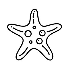 Simple Starfish Line Art Drawing | Black and White Sea Star Outline Illustration | Minimal Marine Animal Clipart for Kids, Coloring, Crafts