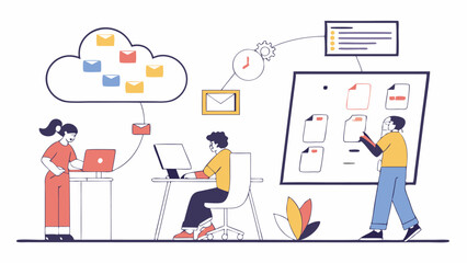Set of business icons with people businessman woman office work vector illustration