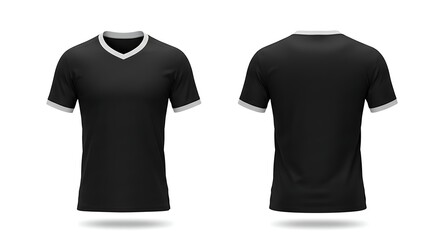 Naklejka premium Black and white t-shirt template design for blank casual cotton clothing