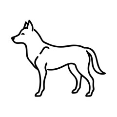 Dog Outline Vector – Standing Dog Silhouette Line Art | Pet Animal Drawing Icon for Tattoo, Logo, Sticker, Design, Vet Clinic, Minimal Art Use


