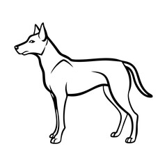 Dog Outline Vector – Standing Dog Silhouette Line Art | Pet Animal Drawing Icon for Tattoo, Logo, Sticker, Design, Vet Clinic, Minimal Art Use

