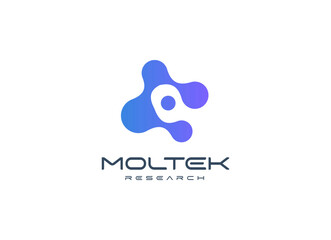 Abstract molecular logo with fusion organic shapes, representing science, biotech, and innovation. Ideal for tech startups, research firms, and data companies. Modern vector logo