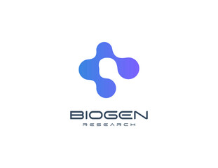 Abstract molecular logo with fusion organic shapes, representing science, biotech, and innovation. Ideal for tech startups, research firms, and data companies. Modern vector logo