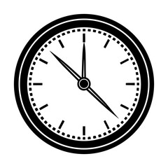 Black and white clock face illustration showing accurate time management and deadline concept design