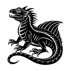 Discover the majestic lizard iguana vector art black and white illustration for your next project