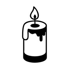 Minimalist Candle Icon Outline – Black Line Art Flame Symbol for Relaxation, Spa, Aromatherapy, Meditation, Holiday Decor, Wax Light Vector Clipart
