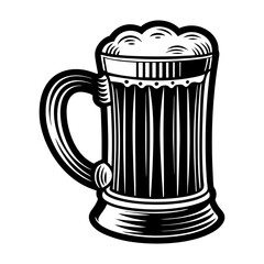 Vintage beer mug vector illustration for pub or brewery logo design and oktoberfest celebration art