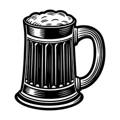 Vintage beer mug illustration: vector graphic of a frothy beer stein for pubs and breweries design needs