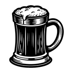 Illustration of a beer mug with foam, perfect for brewery, pub, or oktoberfest designs and projects