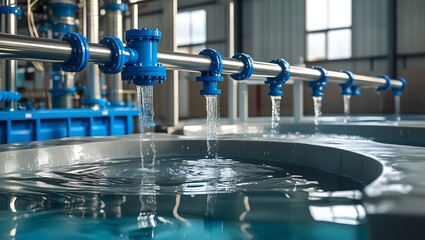 Water Treatment Plant for Purify Water or Environment Conservation, biological water treatment, Industrial wastewater treatment plant purifying water before it is discharged,created with generative ai