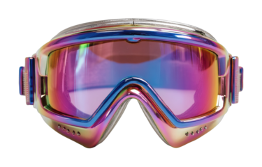 Colorful ski goggles for action sports mountain resort product showcase vibrant environment cut out png