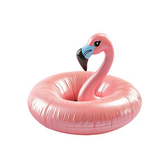 Pink flamingo floatie isolated on a transparent background, in a PNG format
