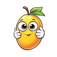 Happy Yellow Mango Vector Sticker with Googly Eyes Holding its Face