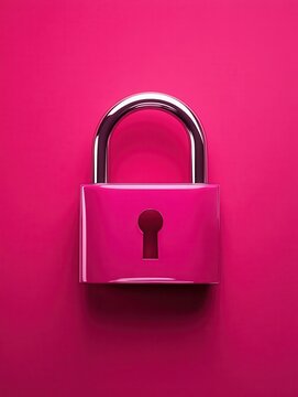 Stylish lock set against a bright pink background illustrating concepts of information security and digital safety
