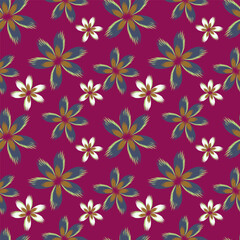 Elegant seamless floral pattern with fall flowers. Repeatable botanical background. Flat vector illustration