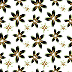 Elegant seamless floral pattern with fall flowers. Repeatable botanical background. Flat vector illustration