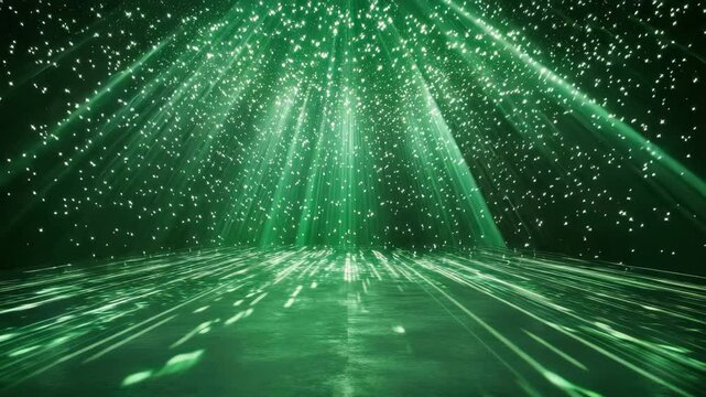 Light beams emanating from the ground in a magical pattern with a green screen background  