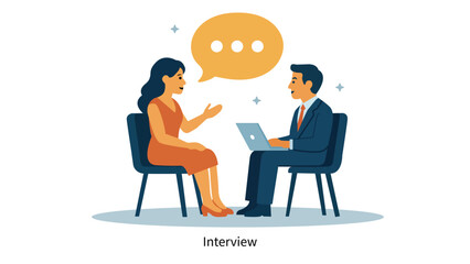 Job Interview Scene Woman Applicant, Male Interviewer, Laptop, Discussion