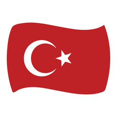Turkey Flag Icon. Crescent and Star Symbol in Red Rectangle Design