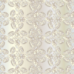 Vector seamless pattern from silver poppy flower plants on a dark blue background