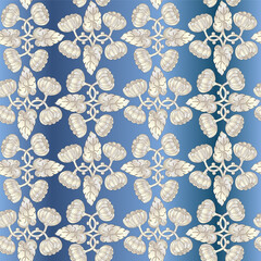 Vector seamless pattern from silver poppy flower plants on a dark blue background