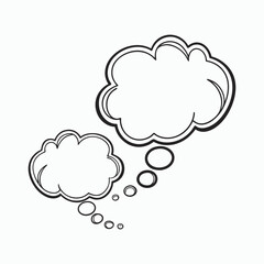 Empty thought bubbles, hand drawn sketch for creative concepts and messaging