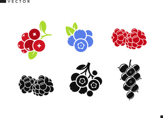 Fruit. Isolated raspberry blackberry blueberry and cranberry. Vegan food 