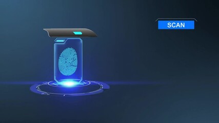 High-tech biometric scanning process showcasing fingerprint recognition and analysis technology - Powered by Adobe